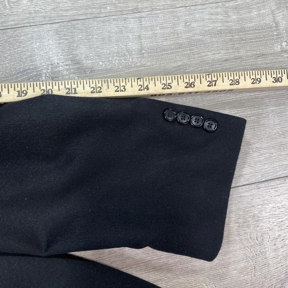 Jos A Bank Cashmere Topcoat Men 44L Black‎ 3 Button Tailored Traveler's Overcoat